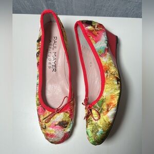 Paul Mayer Red Flats Vibrant Artistic Design Floral Print Size 9B
